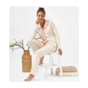 Women's Cotton Printed Night Suit – Pink Floral Pajama Set with Button Down Top
