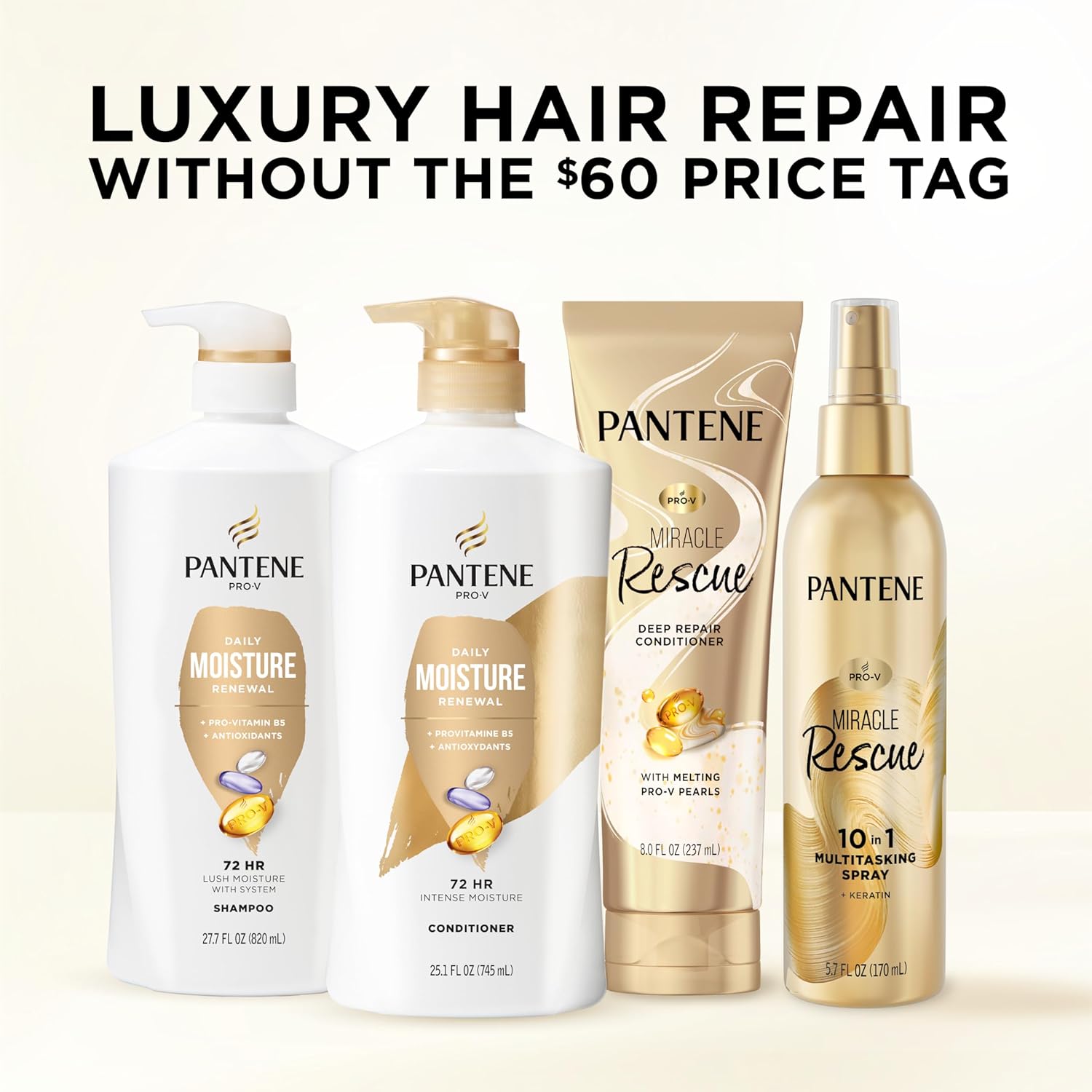 Pantene Shampoo, Daily Moisture Renewal - Pro-V Nutrients for Dry, Color-Treated, Straight to Curly Hair, 72-Hour Hydration & Softness, Paraben Free, Cleanses, Strengthens Bonds, 27.7 Fl Oz - Image 7