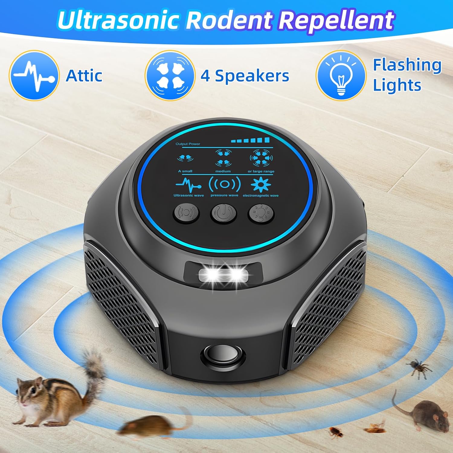 2026 Upgraded Mouse Repellent Ultrasonic Plug in Mice Repellent Indoor Control for Rodent Rat Mouse Mice Squirrel 3 IN1 Electronic Repellent Devices for House Garage Basement Attic 2 Pack - Image 2
