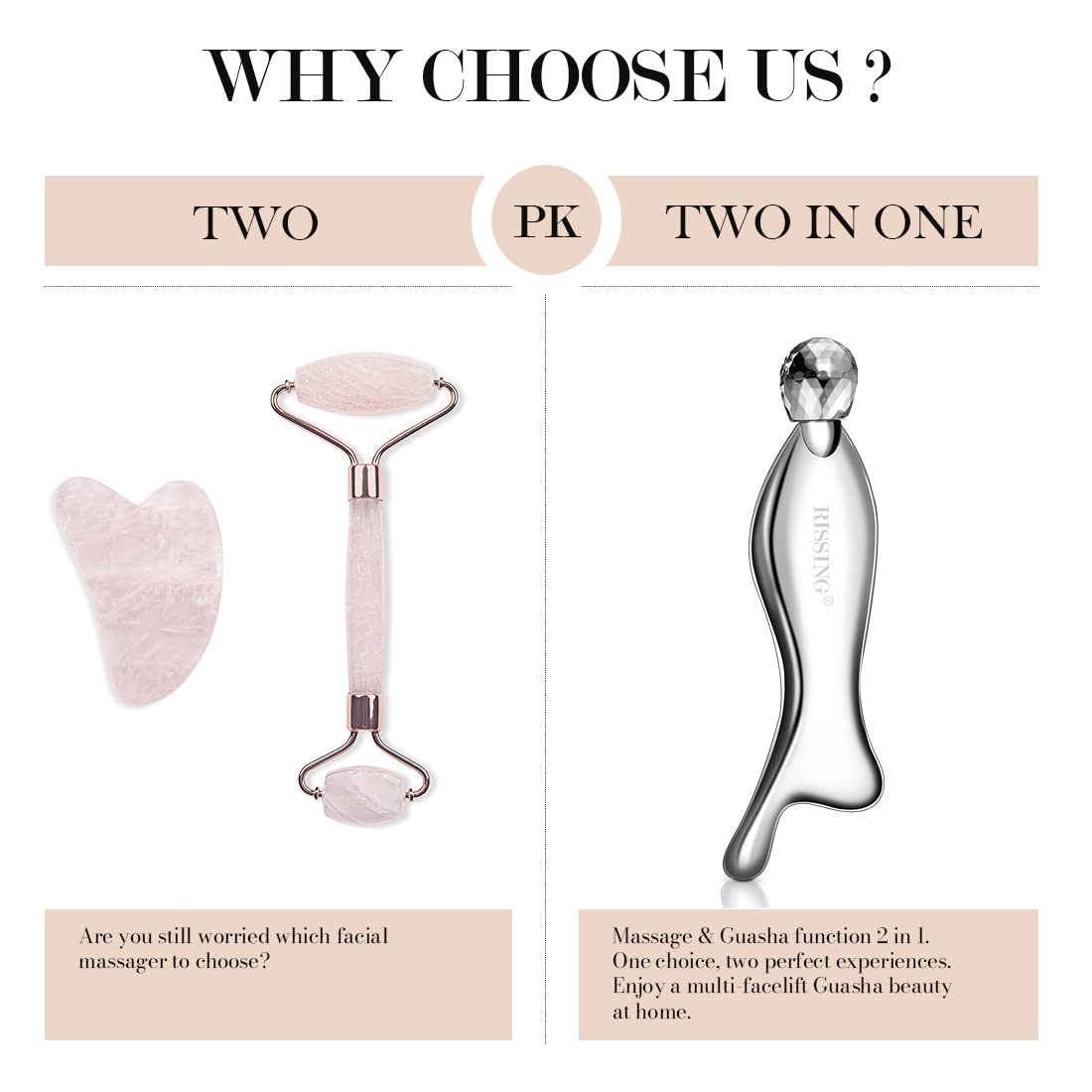 RISSING 4-in-1 Gua Sha Facial Tools: FSAHSA Eligible, Lymphatic Drainage Massager Facial Roller for Wrinkles and Lifting, Stainless Steel Gua Sha Tool for Face (Luxury Box Edition) - Image 3