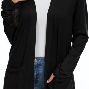 Womens Casual Lightweight with Pocketes Long Sleeve Open Front Cardigan