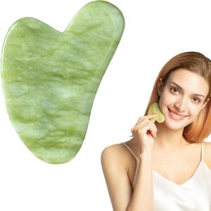 STARR-GIA Certified 100% Xiuyan Jade Gua Sha Massage Tool-Face Massager Reduces Puffiness-Gua Sha Facial Tools Promotes Blood Flow-Easy to Hold Face Sculpting Tool-Trigger Point Acupuncture