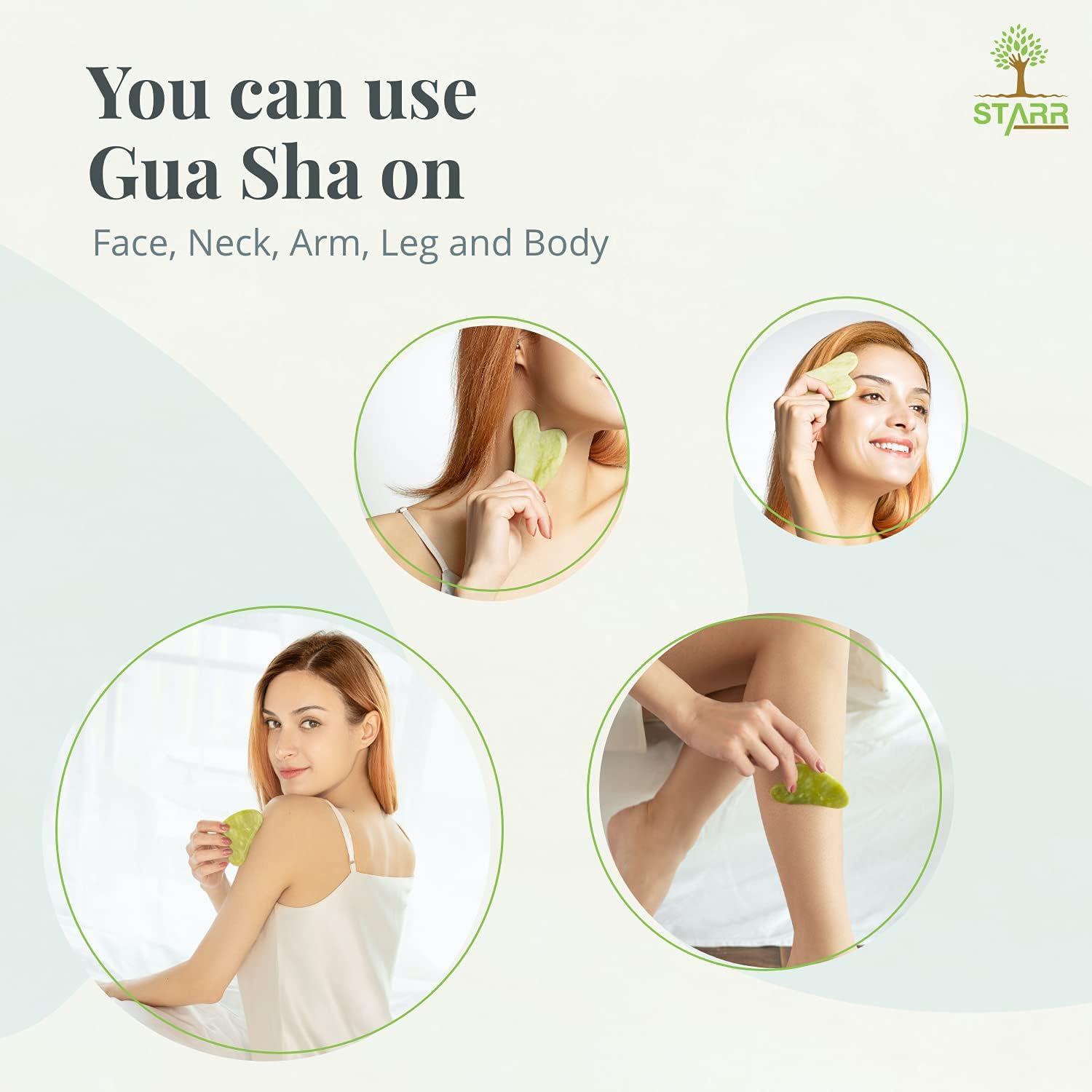 STARR-GIA Certified 100% Xiuyan Jade Gua Sha Massage Tool-Face Massager Reduces Puffiness-Gua Sha Facial Tools Promotes Blood Flow-Easy to Hold Face Sculpting Tool-Trigger Point Acupuncture - Image 3