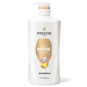 Pantene Shampoo, Daily Moisture Renewal - Pro-V Nutrients for Dry, Color-Treated, Straight to Curly Hair, 72-Hour Hydration & Softness, Paraben Free, Cleanses, Strengthens Bonds, 27.7 Fl Oz