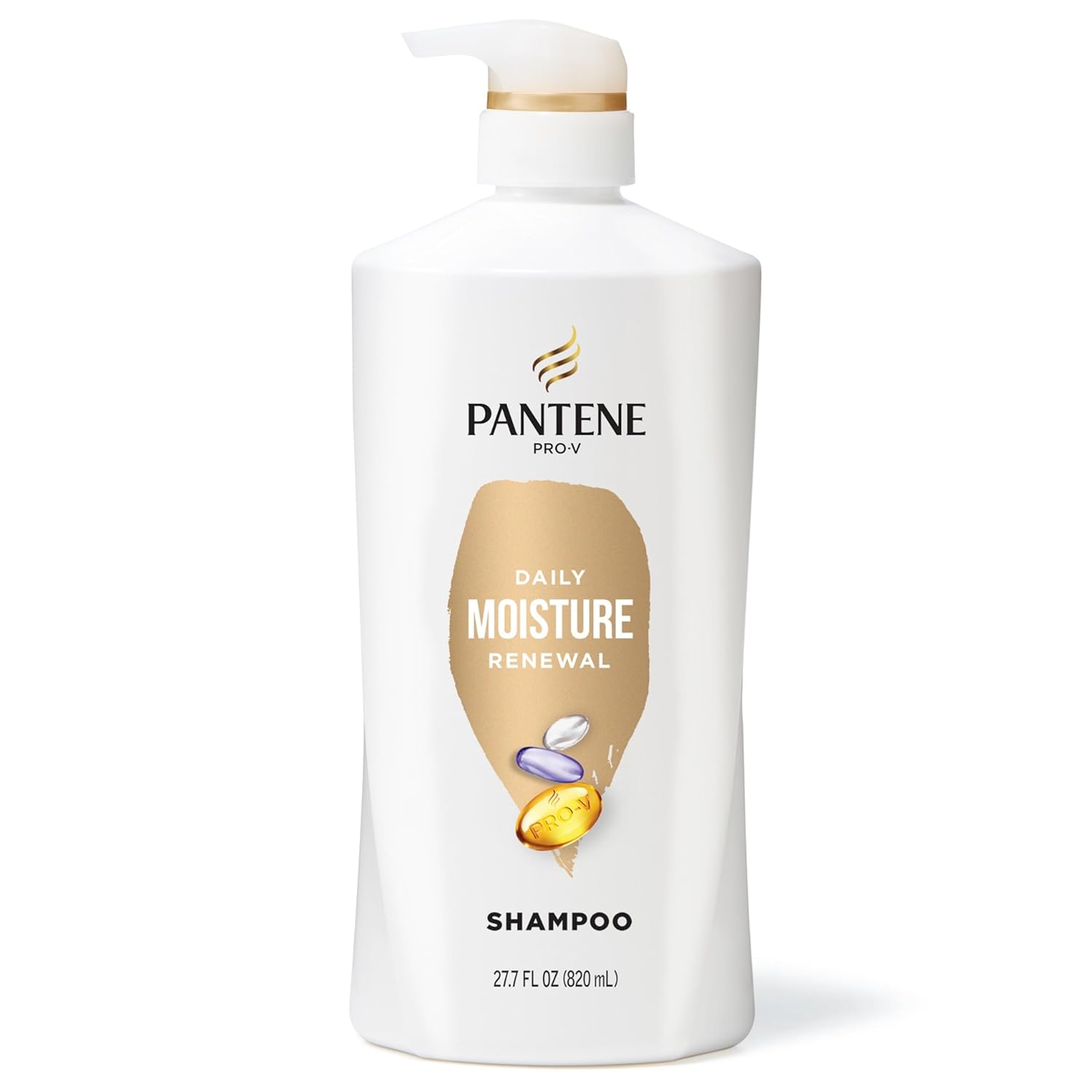 Pantene Shampoo, Daily Moisture Renewal - Pro-V Nutrients for Dry, Color-Treated, Straight to Curly Hair, 72-Hour Hydration & Softness, Paraben Free, Cleanses, Strengthens Bonds, 27.7 Fl Oz