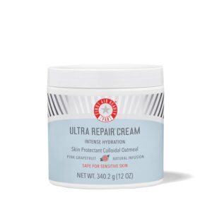 First Aid Beauty - Ultra Repair Cream, Intense Hydration Whipped Colloidal Oatmeal, Strengthens Skin Barrier in 7 Days & Helps Relieve Eczema, Luxury Face & Body Moisturizer, Grapefruit Scent, 12 oz