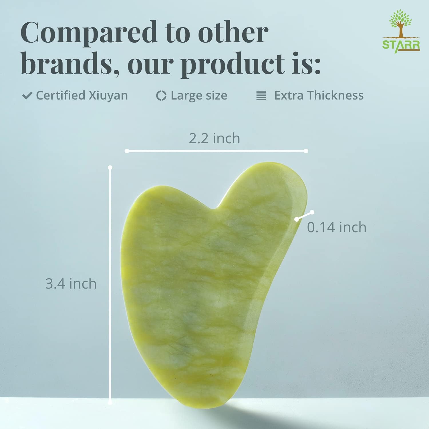 STARR-GIA Certified 100% Xiuyan Jade Gua Sha Massage Tool-Face Massager Reduces Puffiness-Gua Sha Facial Tools Promotes Blood Flow-Easy to Hold Face Sculpting Tool-Trigger Point Acupuncture - Image 6