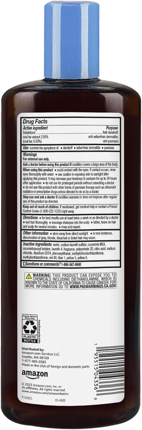 Amazon Basics Therapeutic Plus Coal Tar Anti-Dandruff Shampoo 0.5%, 16 Fl Oz, Pack of 1 - Image 2