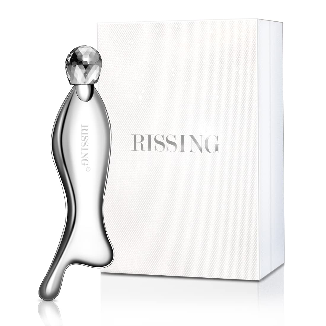 RISSING 4-in-1 Gua Sha Facial Tools: FSAHSA Eligible, Lymphatic Drainage Massager Facial Roller for Wrinkles and Lifting, Stainless Steel Gua Sha Tool for Face (Luxury Box Edition)