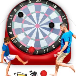 Swooc Games - Inflatable Giant Kick Darts (15+ Ways to Play) - Jumbo Soccer Dartboard w/Air Pump - Big Carnival Games - Giant Outdoor Games - Oversized Dart Board Yard & Lawn Game for Kids & Adults