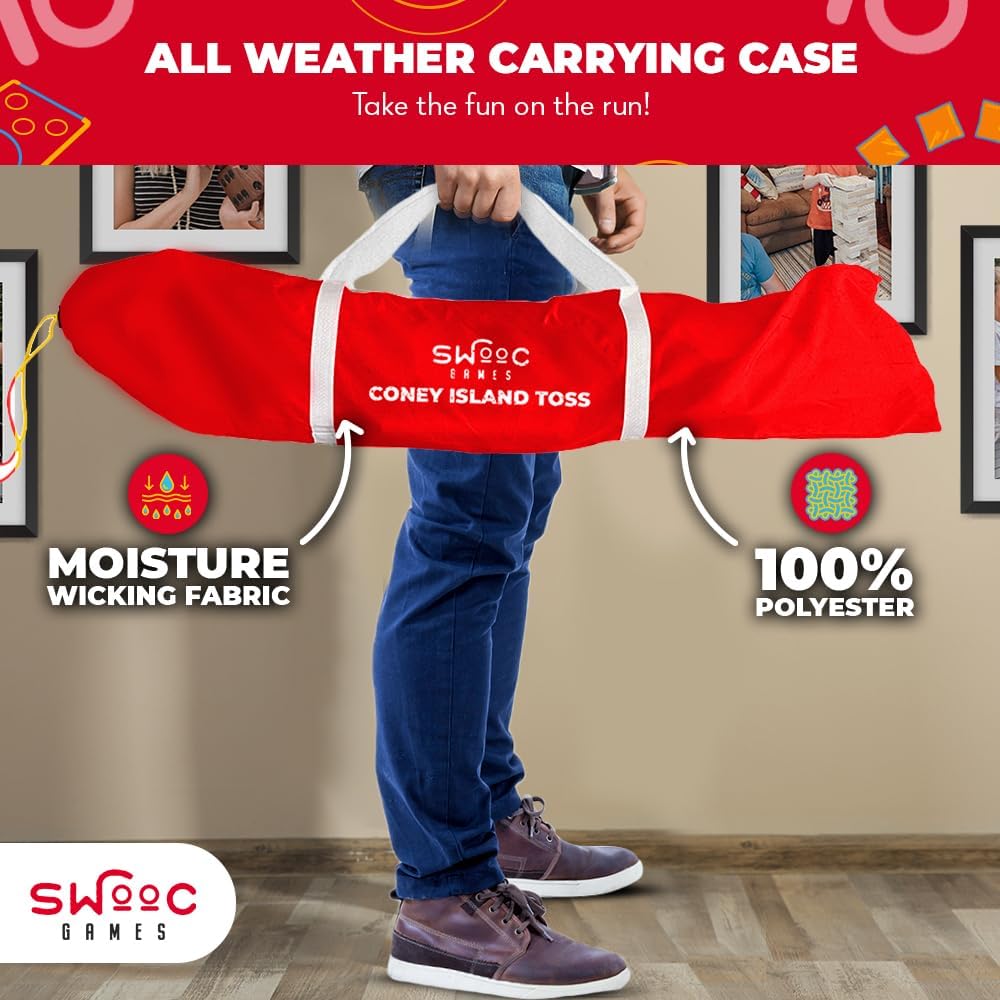 Swooc Games - Coney Island Toss™ - Arcade Style Cornhole Board Set w/Carrying Case & 15+ Games - Corn Hole Games for Adults - Kids Bean Bag Toss Game - Kids Cornhole Set w/Bags - Outdoor Yard Games - Image 5