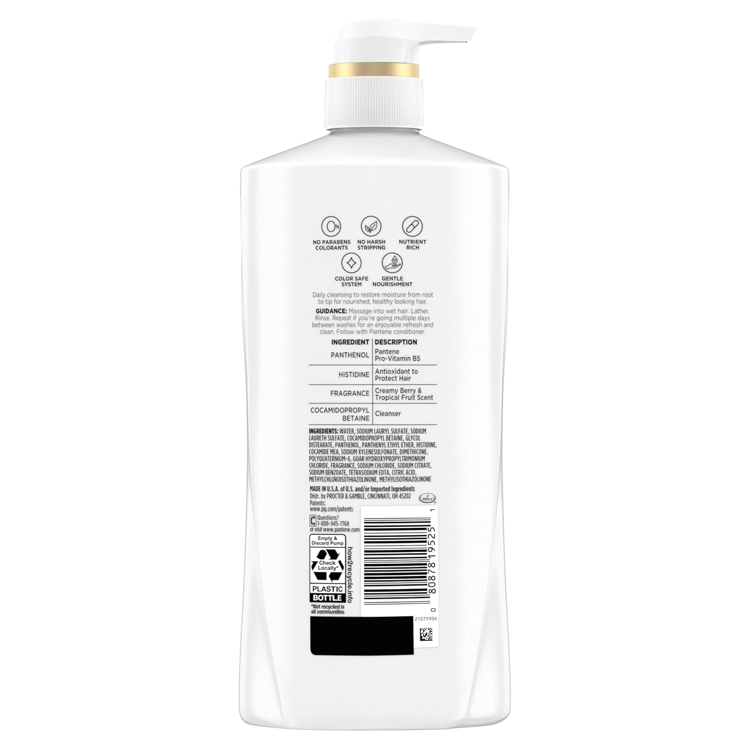 Pantene Shampoo, Daily Moisture Renewal - Pro-V Nutrients for Dry, Color-Treated, Straight to Curly Hair, 72-Hour Hydration & Softness, Paraben Free, Cleanses, Strengthens Bonds, 27.7 Fl Oz - Image 8