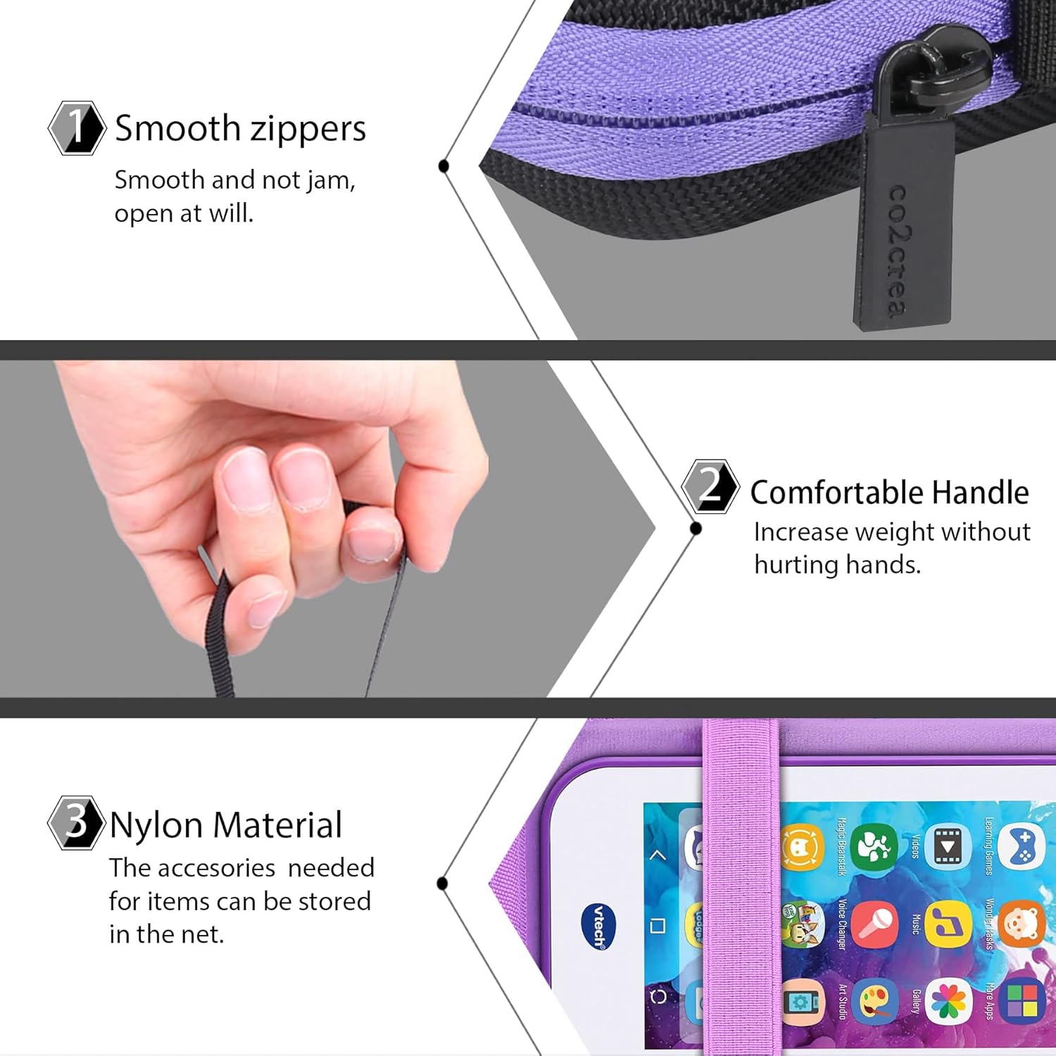 co2CREA Hard Case Replacement for VTech KidiBuzz 3 / KidiBuzz G2 Kids’ Electronics Smart Device KidiConnect (Black Case + Inside Purple) - Image 5