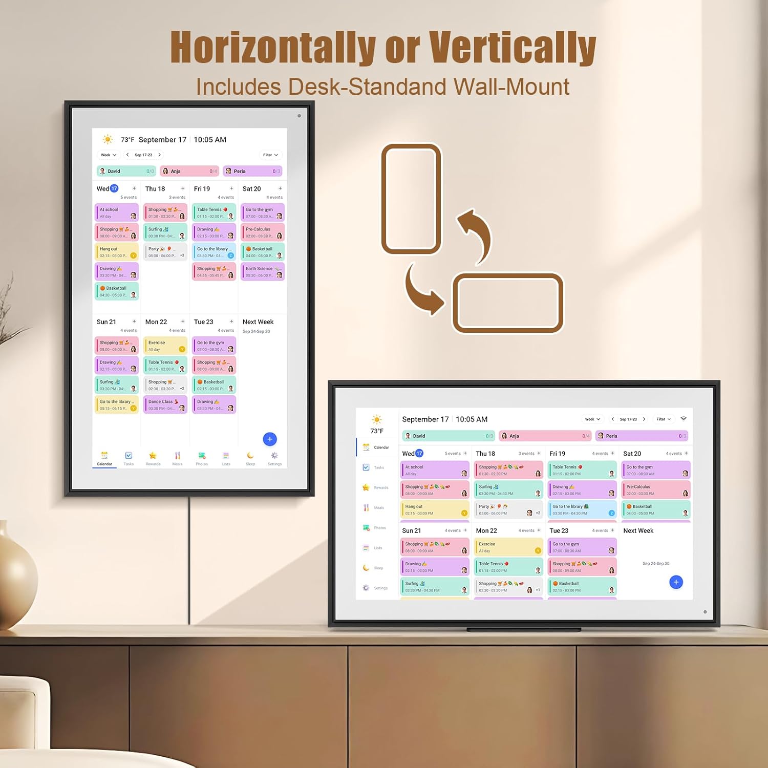 Smart Digital Calendar: 21.5-Inch Electronic Wall Calendars & Chore Chart, Full HD Interactive Touchscreen Display for Family Schedules Planner,Seamless Scheduling/Organizing-Wall/Desk Mountable-Black - Image 6