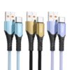3pcs USB A to USB C Charging Cable 100W Charger Cord, Smart Matching for Type-C Devices (Purple,Blue,Black,3ft Nylon-Braided)
