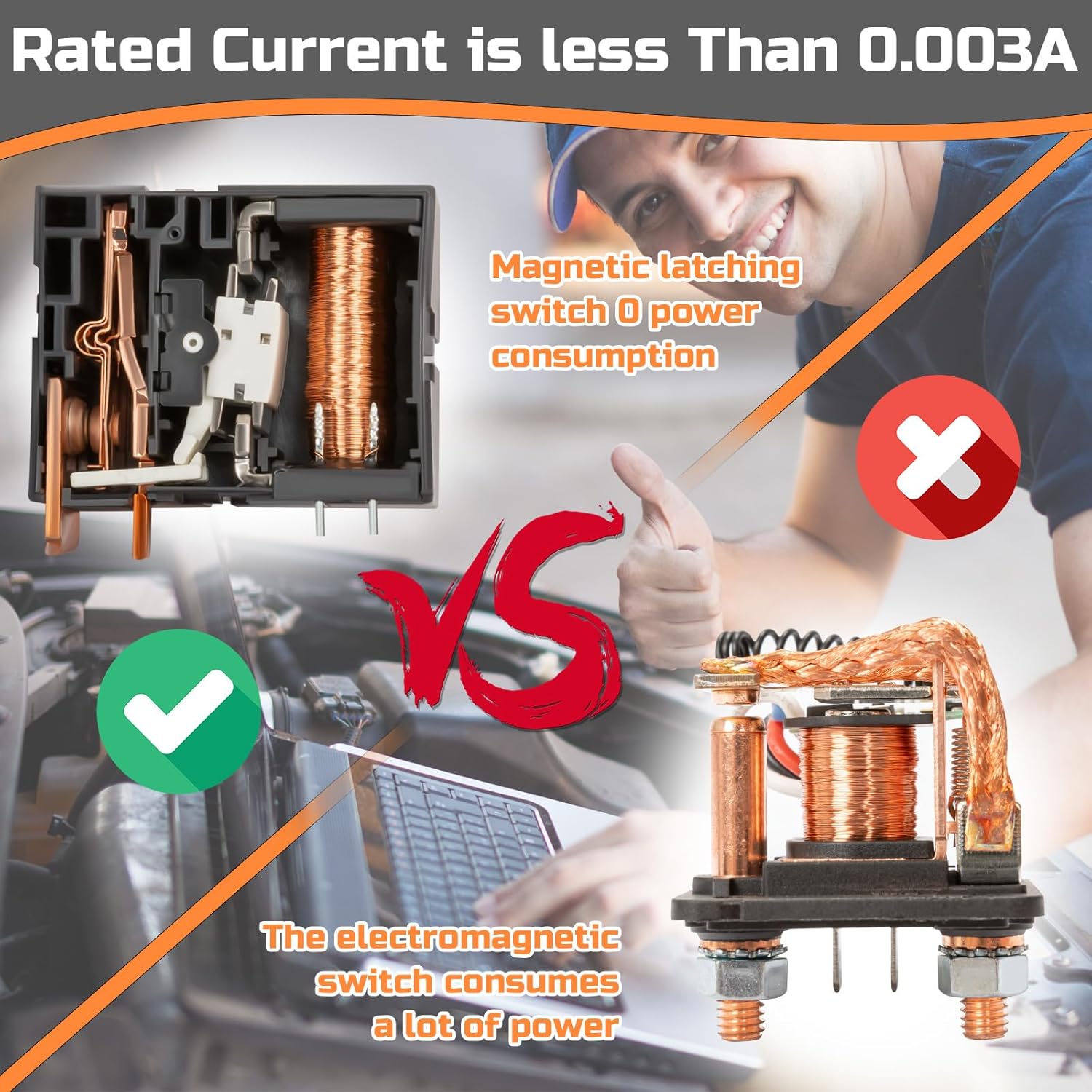 Remote Battery Disconnect Switch 12v, 240A, Upgrade Smart Voltage Car Kill Switch Anti-Theft, Prevent Battery Drain, Remote Battery Kill Switch for Car, Truck, RV (Flat Installation) - Image 3