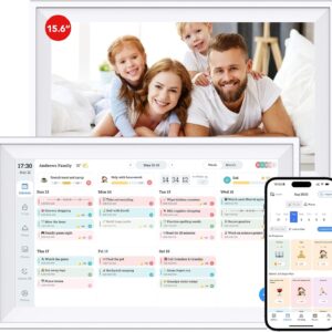 Digital Calendar 15.6 inch ECalendar Planner Wall Touch Screen, Electronic Calendars for Family Organizer, Smart Chore Chart Sync with Phone by App for Meal Planner, Photo Share Stand & Wall Mount
