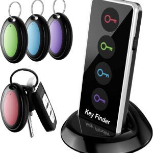 Lost Remote Finder, Remote Control Finder Locator with LED Light | 131ft RC Range Key Finder Locator Making Noise, Find My Keys Device with 4 Remote Retriever Tags | Key Tracker, Keychain Key Finder