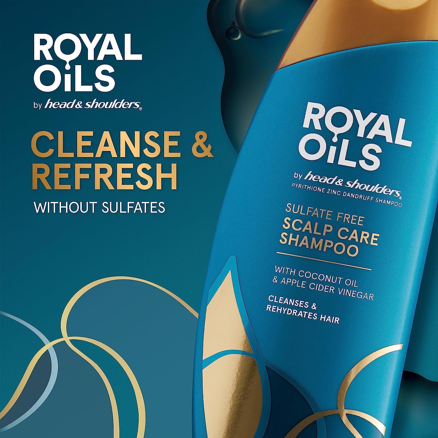 Head & Shoulders Anti-Dandruff Shampoo, Royal Oils Moisturizing Shampoo, 1% Pyrithione Zinc, Curly & Coily Hair, Coconut, Apple Cider Vinegar, Sulfate-Free, 12.8 fl oz - Image 5