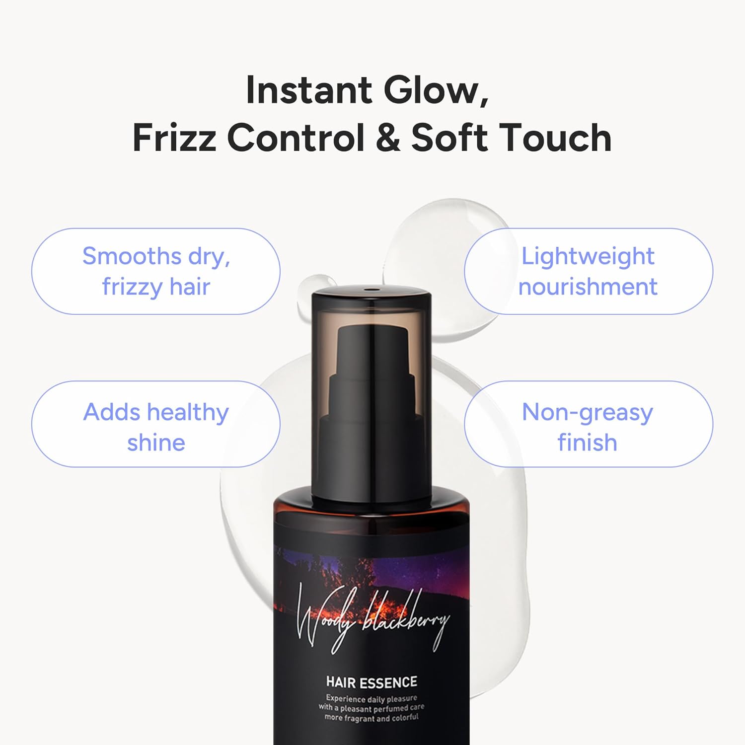 2-in-1 Korean Hair Perfume Oil & Serum with Moroccan Argan Oil & 12 Amino Acids for Dry, Damaged, Glass Hair Shine & Frizz-Control – Paraben & Alcohol-Free – Woody Blackberry – 100ml / 3.38 fl oz - Image 4