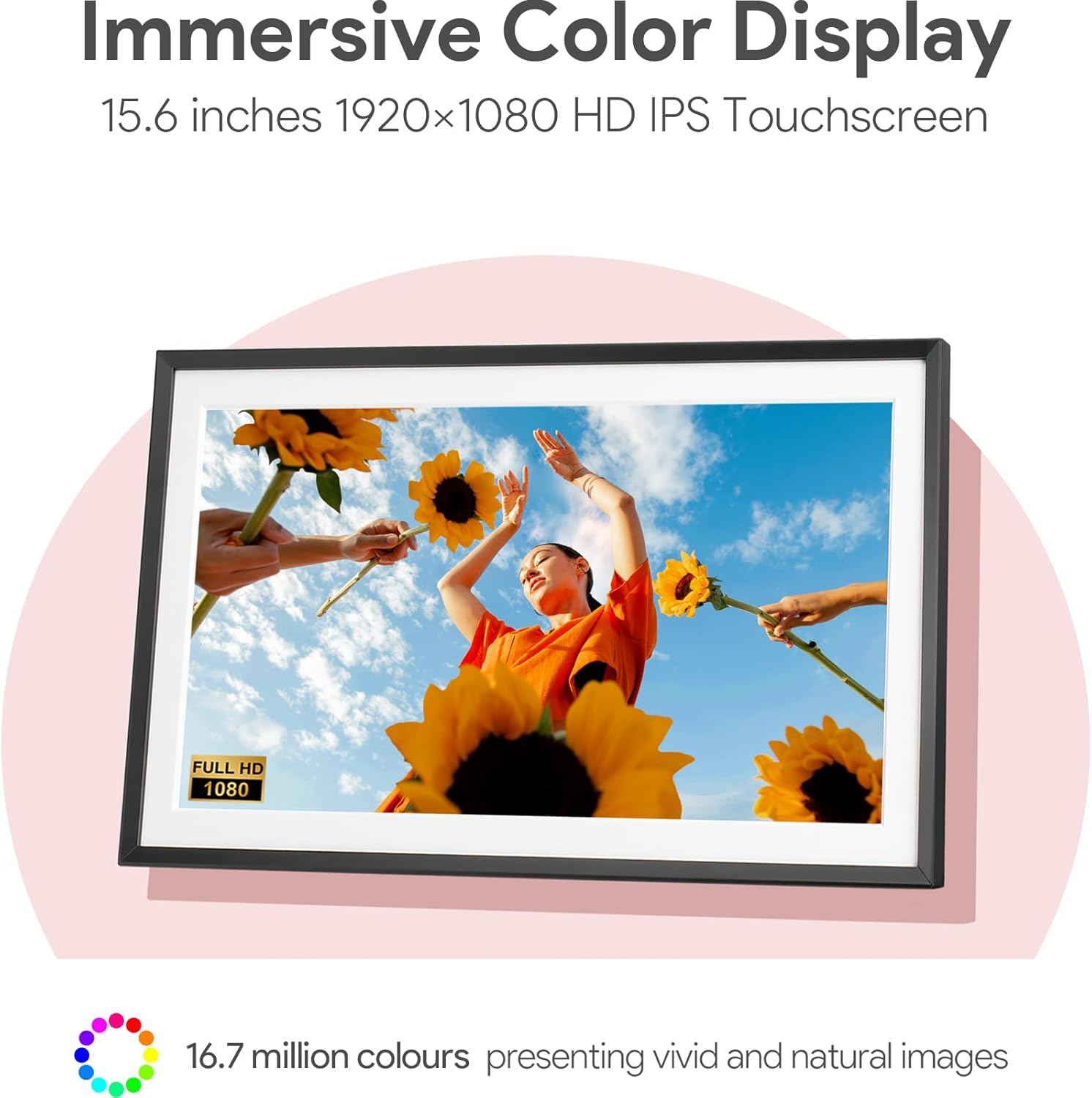 15.6'' Digital Picture Frame with 1920x1080 IPS Touch Screen, Smart Digital Photo Frame with 32GB Storage, Easy Setup to Share Photos/Videos via Free App - Image 4