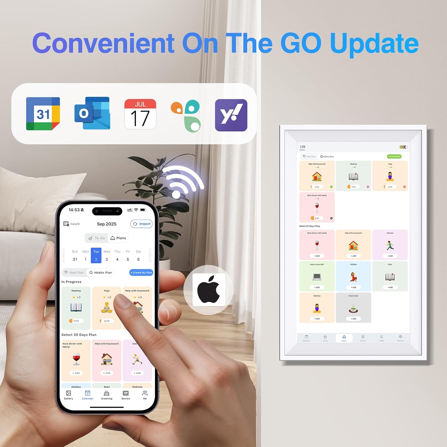 Digital Calendar 15.6 inch ECalendar Planner Wall Touch Screen, Electronic Calendars for Family Organizer, Smart Chore Chart Sync with Phone by App for Meal Planner, Photo Share Stand & Wall Mount - Image 3