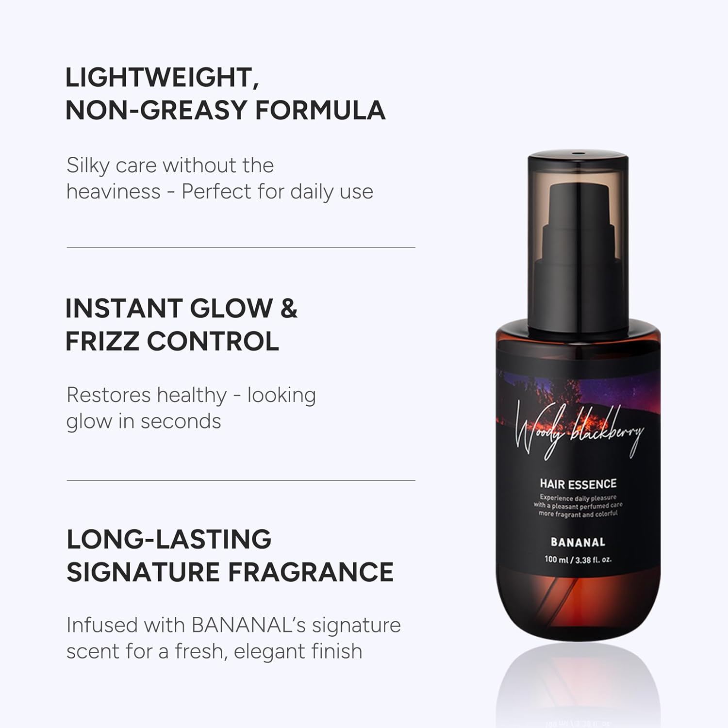 2-in-1 Korean Hair Perfume Oil & Serum with Moroccan Argan Oil & 12 Amino Acids for Dry, Damaged, Glass Hair Shine & Frizz-Control – Paraben & Alcohol-Free – Woody Blackberry – 100ml / 3.38 fl oz - Image 2