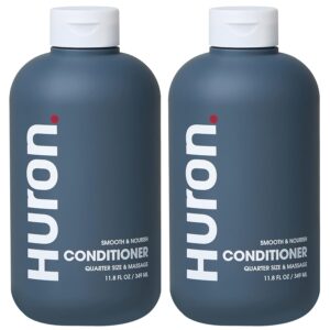 Huron Men’s Conditioner - Lightweight, Hydrating Conditioner - Eliminates Frizzy Hair, Moisturizes, & Restores Shine - Clean & Invigorating Scent - 100% Vegan Ingredients & Cruelty-Free - 11.8 Fl Oz (2 Pack)