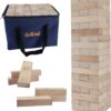 GOTHINK Giant Tumble Tower Game, Large Tumbling Tower Stacking to Over 4 FT 54pcs Wooden Jumbo Blocks for Outside Yard Games with Carry Case Timber Stacking Game Night Toy Gift for Kids Adults Family