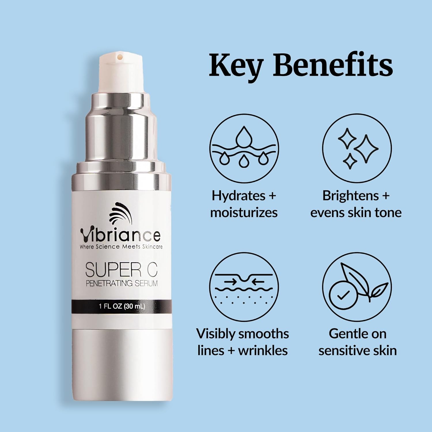 Vibriance Super C Serum for Mature Skin - All-in-One Vitamin Formula Hydrates, Firms, Lifts, Smooths, Targets Age Spots, Wrinkles, 1 fl oz - Image 4