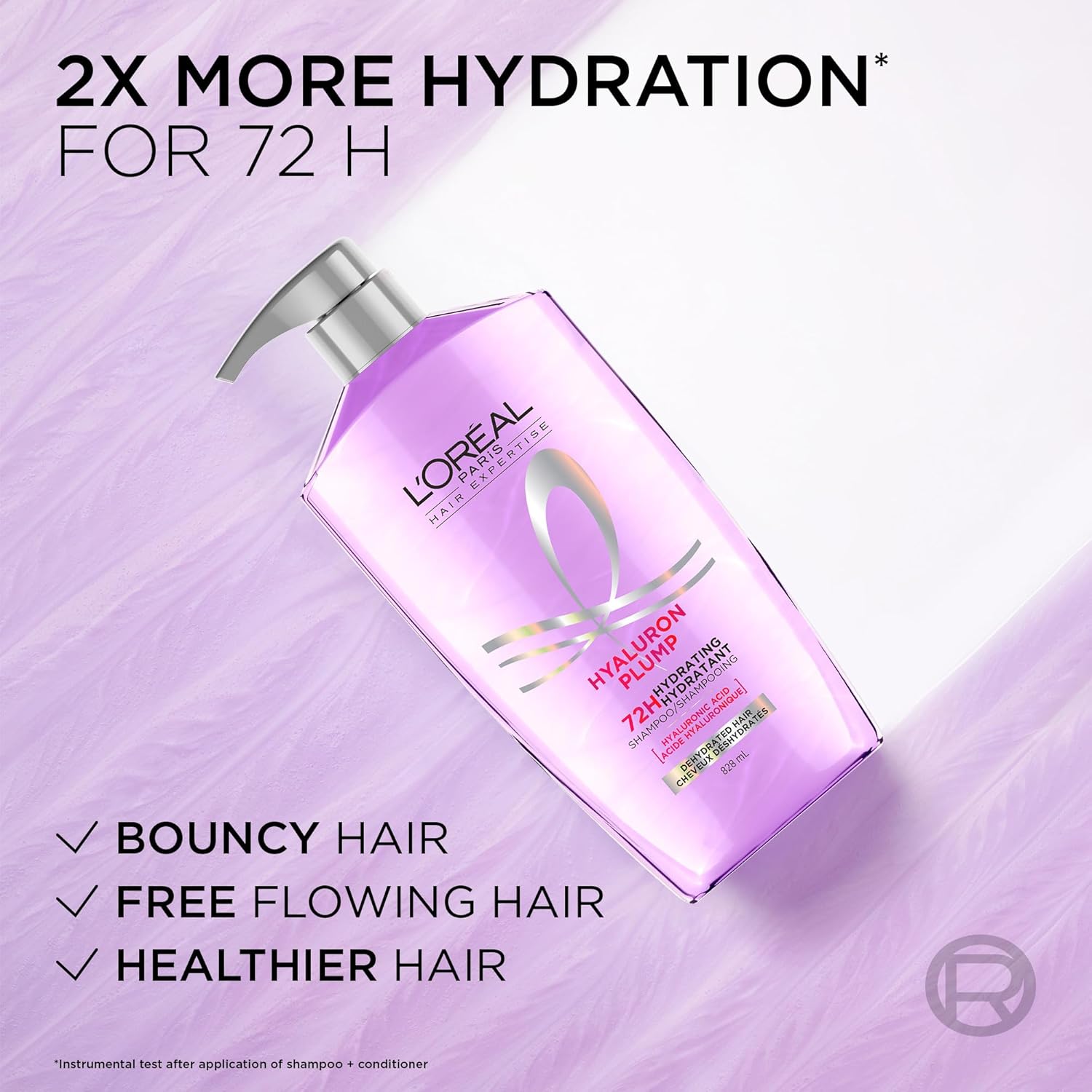 L'Oreal Paris Elvive Hyaluron Plump Hydrating Shampoo for Dehydrated, Dry Hair Infused with Hyaluronic Acid Care Complex, Paraben-Free, 26.5 Fl Oz - Image 3