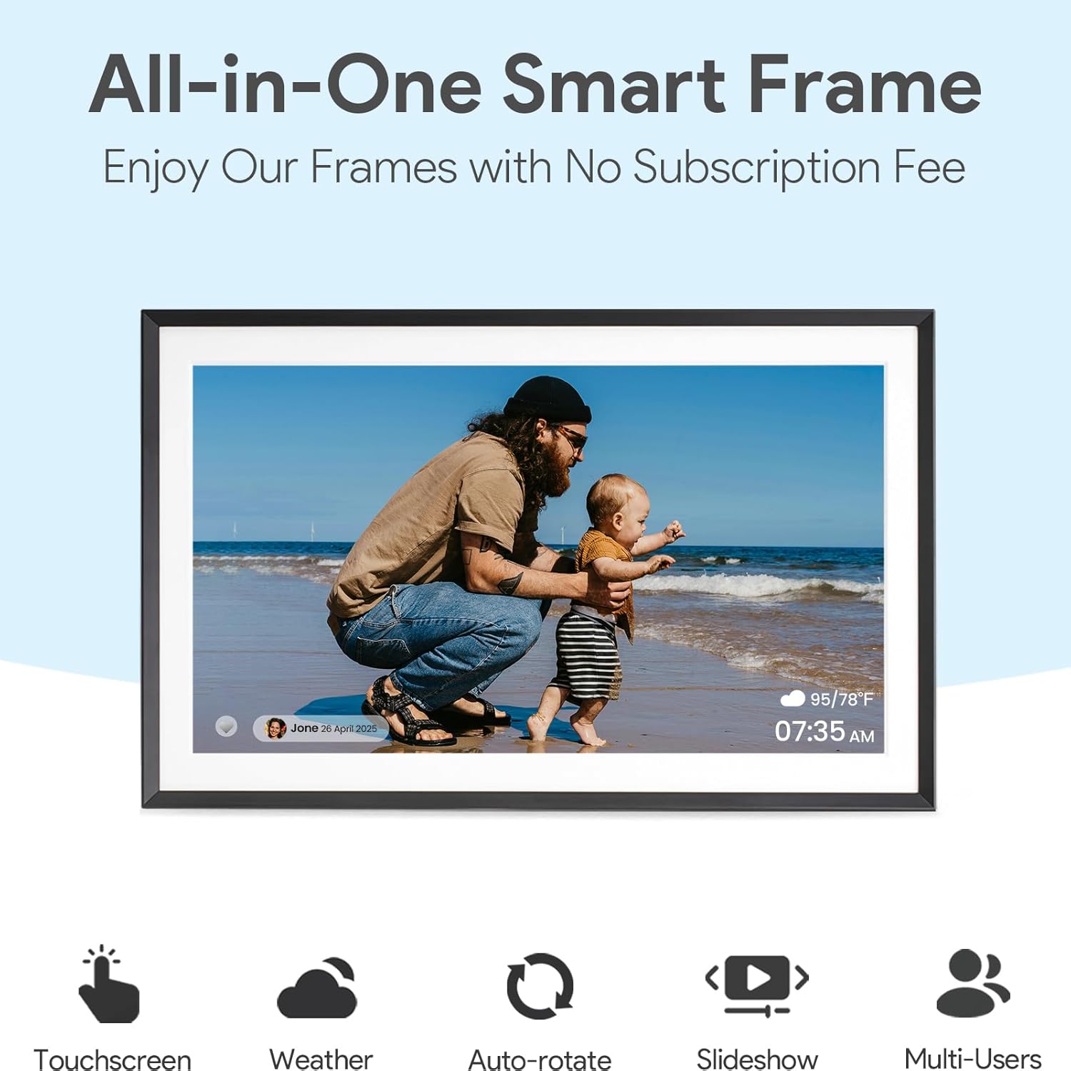 15.6'' Digital Picture Frame with 1920x1080 IPS Touch Screen, Smart Digital Photo Frame with 32GB Storage, Easy Setup to Share Photos/Videos via Free App - Image 5