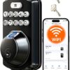 Veise VE012W Built-in WiFi Fingerprint Smart Lock, App Remote Control, Compatible with Alexa & Google Assistant, Keyless Entry for Front Door, Digital Keypad Deadbolt, Auto Lock, Matte Black
