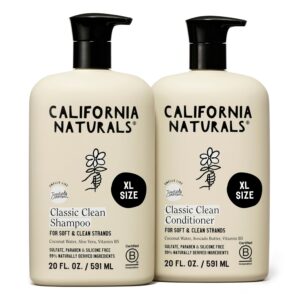 California Naturals Coconut Shampoo & Conditioner Set, Natural, Vegan, Cruelty, Silicone, Paraben, and Sulfate Free Shampoo, All Hair Types, 20 Fl Oz (Pack of 2), Classic Clean Coconut