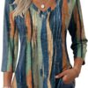 Zeagoo 3/4 Length Sleeve Womens Tops Casual V Neck Pleated Top Boho Floral Blouses Work Shirts