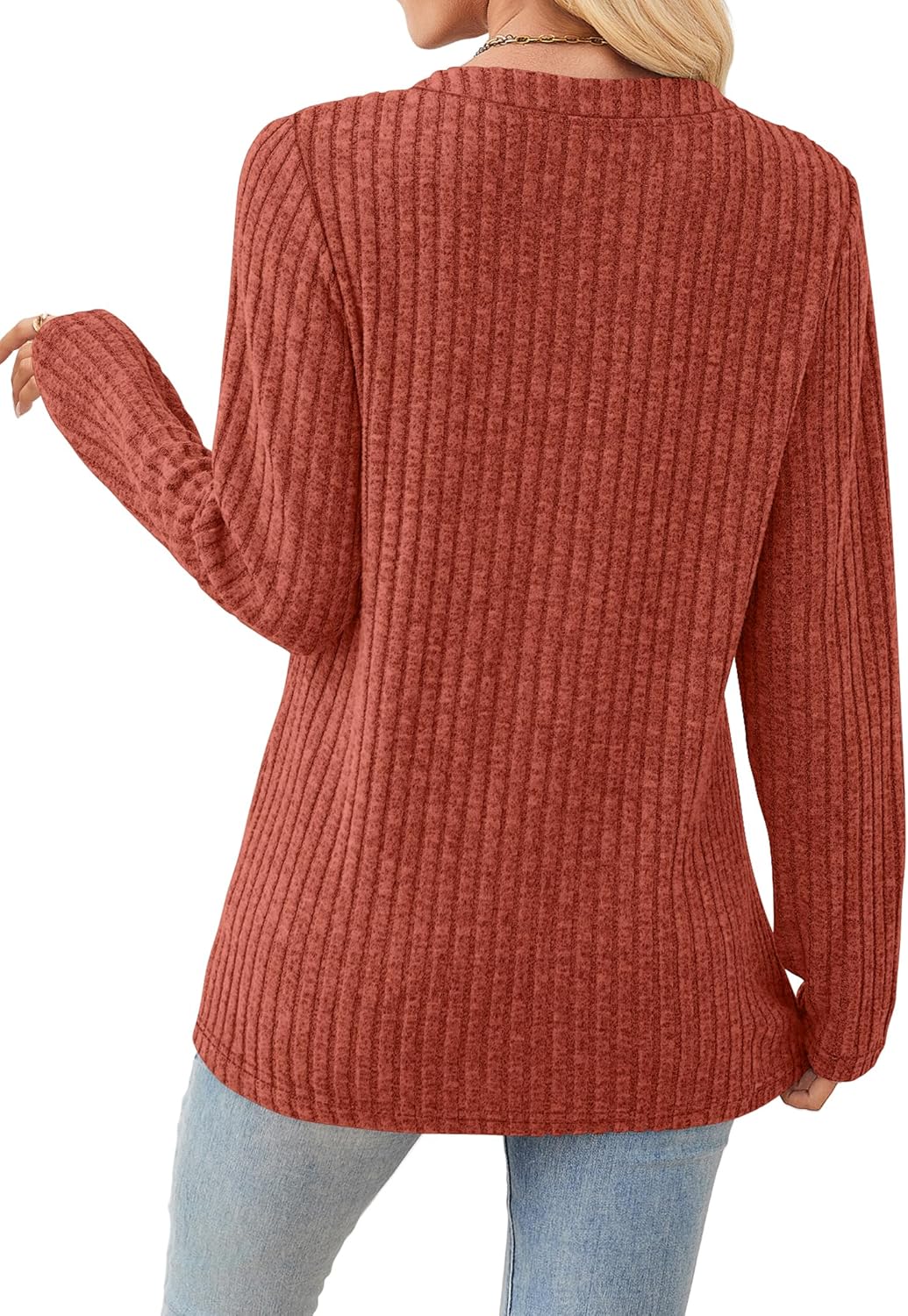 SAMPEEL Womens Sweaters Lightweight Long Sleeve Shirts V Neck Tops with Button Fall Outfits 2025 - Image 6