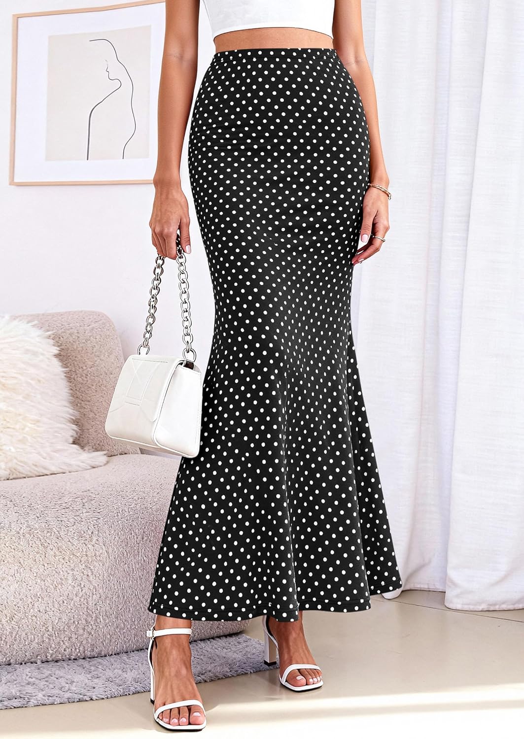 PRETTYGARDEN Maxi Skirts for Women 2026 Summer Flowy High Waisted Polka Dot Mermaid Office Work Spring Fashion Long Skirt - Image 6