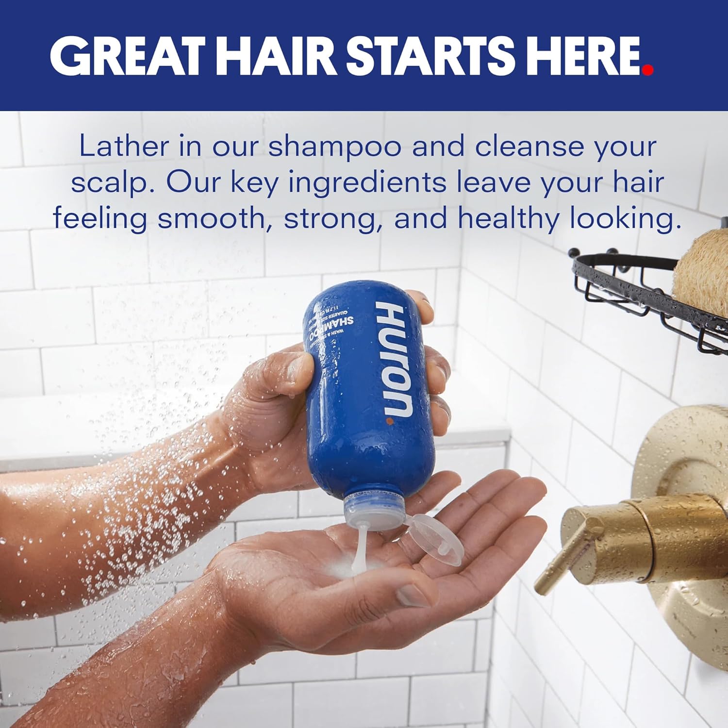 Huron Clean Citrus Woods Men's Shampoo – Strengthening, Hydrating & Nourishing – Sulfate-Free, Vegan & Cruelty-Free – 12 oz – Invigorating Citrus & Mint Scent - Image 2