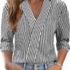 LOMON 3/4 Length Sleeve Womens Tops Dressy V Neck Collared Shirts Trendy Business Casual Work Blouses Vacation Outfits 2026