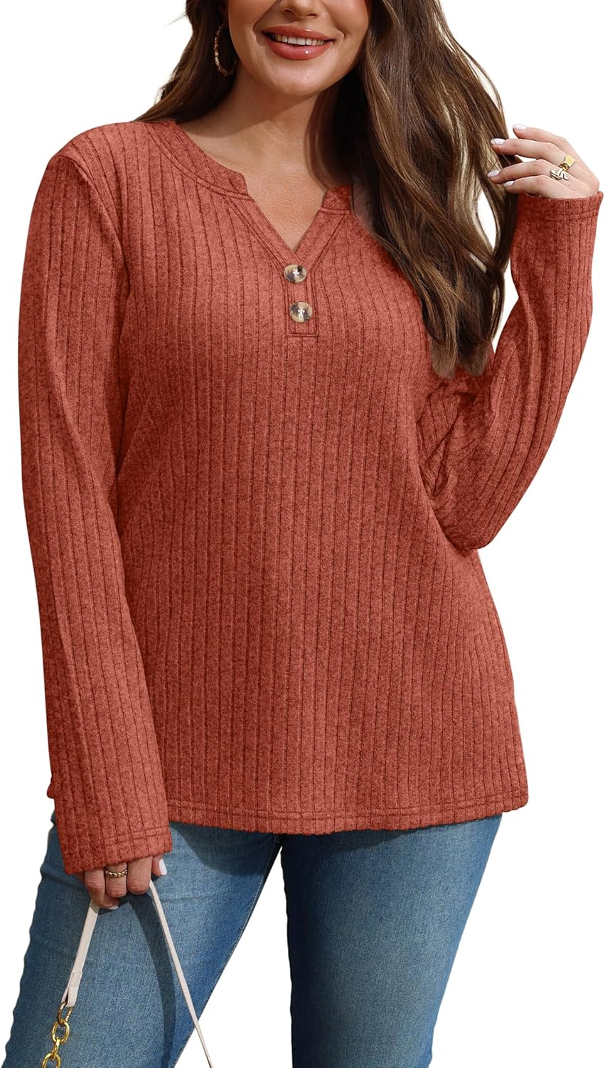 SAMPEEL Womens Sweaters Lightweight Long Sleeve Shirts V Neck Tops with Button Fall Outfits 2025 - Image 5