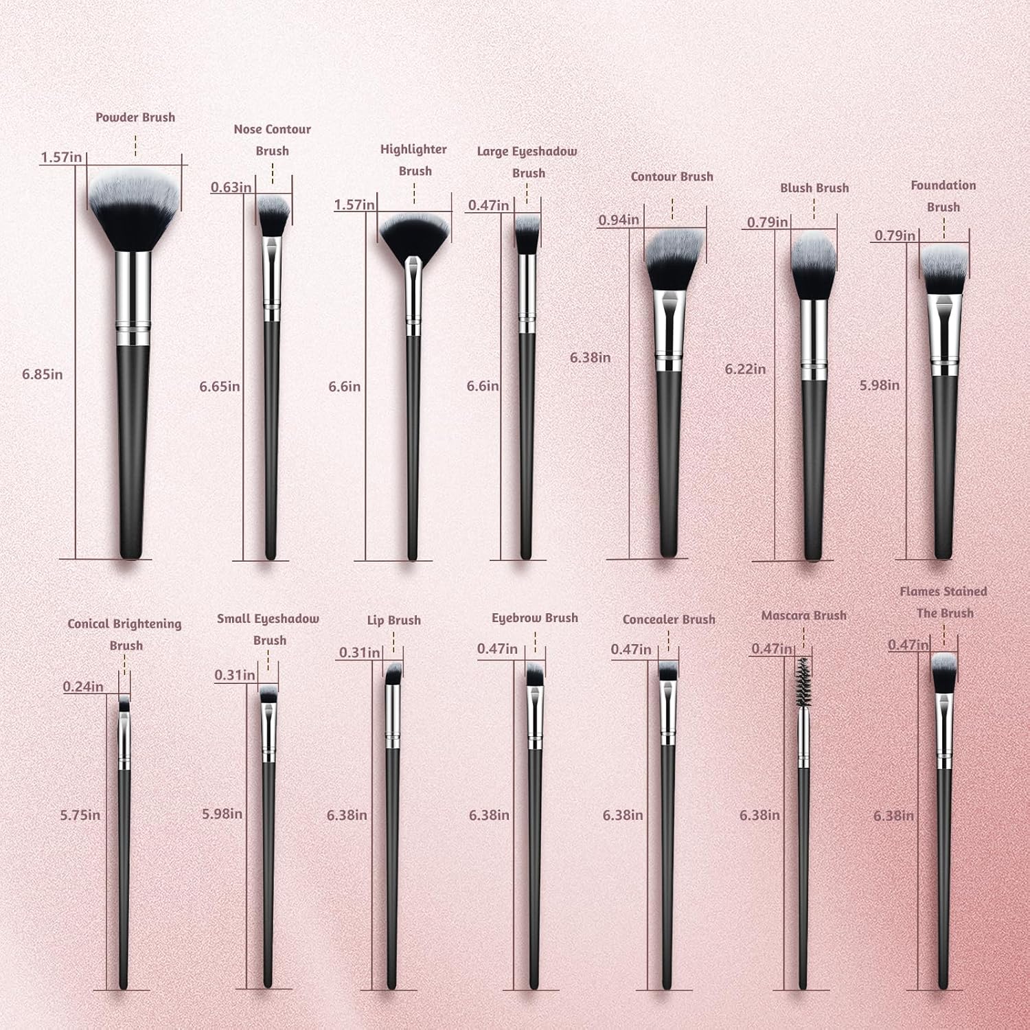 Makeup Brush Set, Premium Synthetic 14 Pcs Makeup Brushes, Travel Makeup Brush Set for Foundation, Concealer, Blush and Eyeshadow Brush(Black) - Image 7