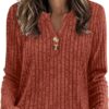 SAMPEEL Womens Sweaters Lightweight Long Sleeve Shirts V Neck Tops with Button Fall Outfits 2025