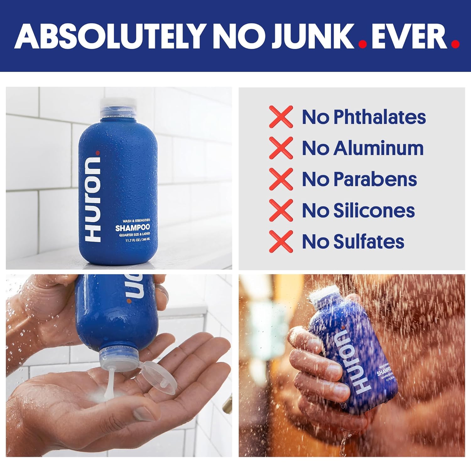 Huron Clean Citrus Woods Men's Shampoo – Strengthening, Hydrating & Nourishing – Sulfate-Free, Vegan & Cruelty-Free – 12 oz – Invigorating Citrus & Mint Scent - Image 4