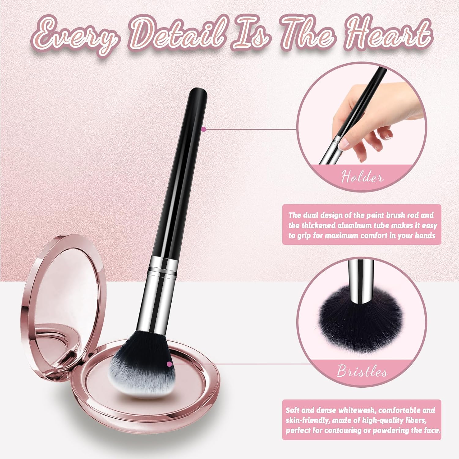 Makeup Brush Set, Premium Synthetic 14 Pcs Makeup Brushes, Travel Makeup Brush Set for Foundation, Concealer, Blush and Eyeshadow Brush(Black) - Image 5