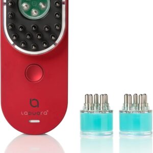 Laduora Duo 4-in-1 Scalp & Hair Care Device and Boost Pod Set of 2 | Warming Scalp Massage Brush for Smoother, Thicker, Healthier-Looking Hair (Red)
