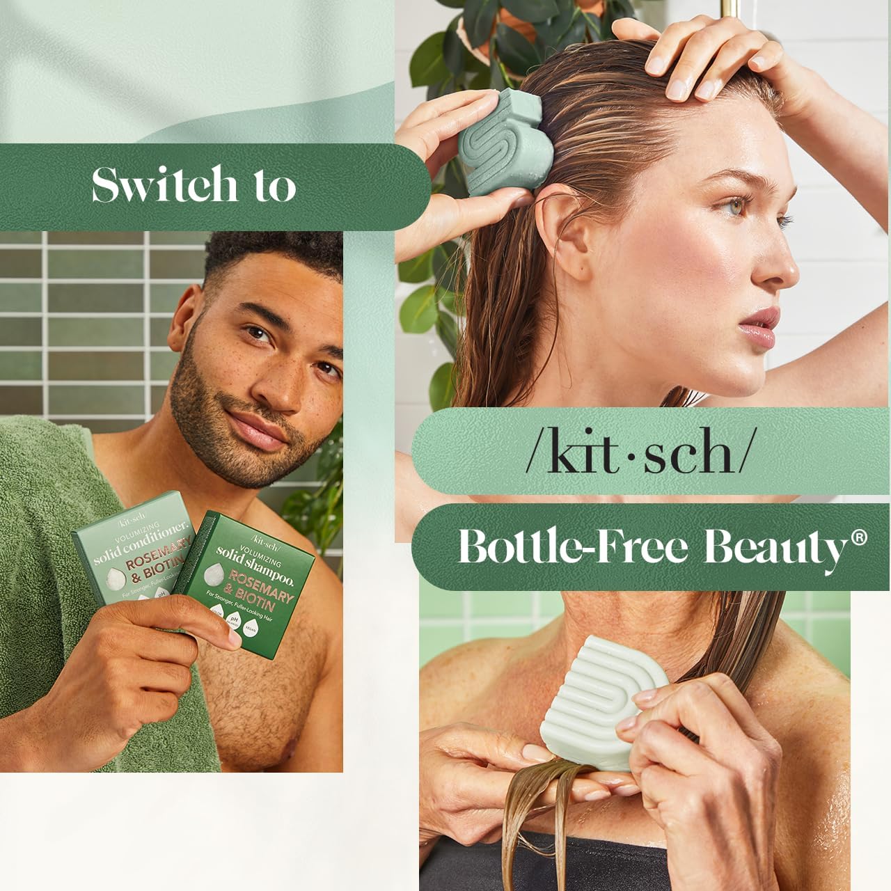 Kitsch Rosemary & Biotin Shampoo and Conditioner Set for Hair Growth - Strengthening, Thickening & Volumizing Shampoo and Conditioner Bar - Paraben, Sulfate & Silicone Free - Made in USA - 2 pack - Image 7