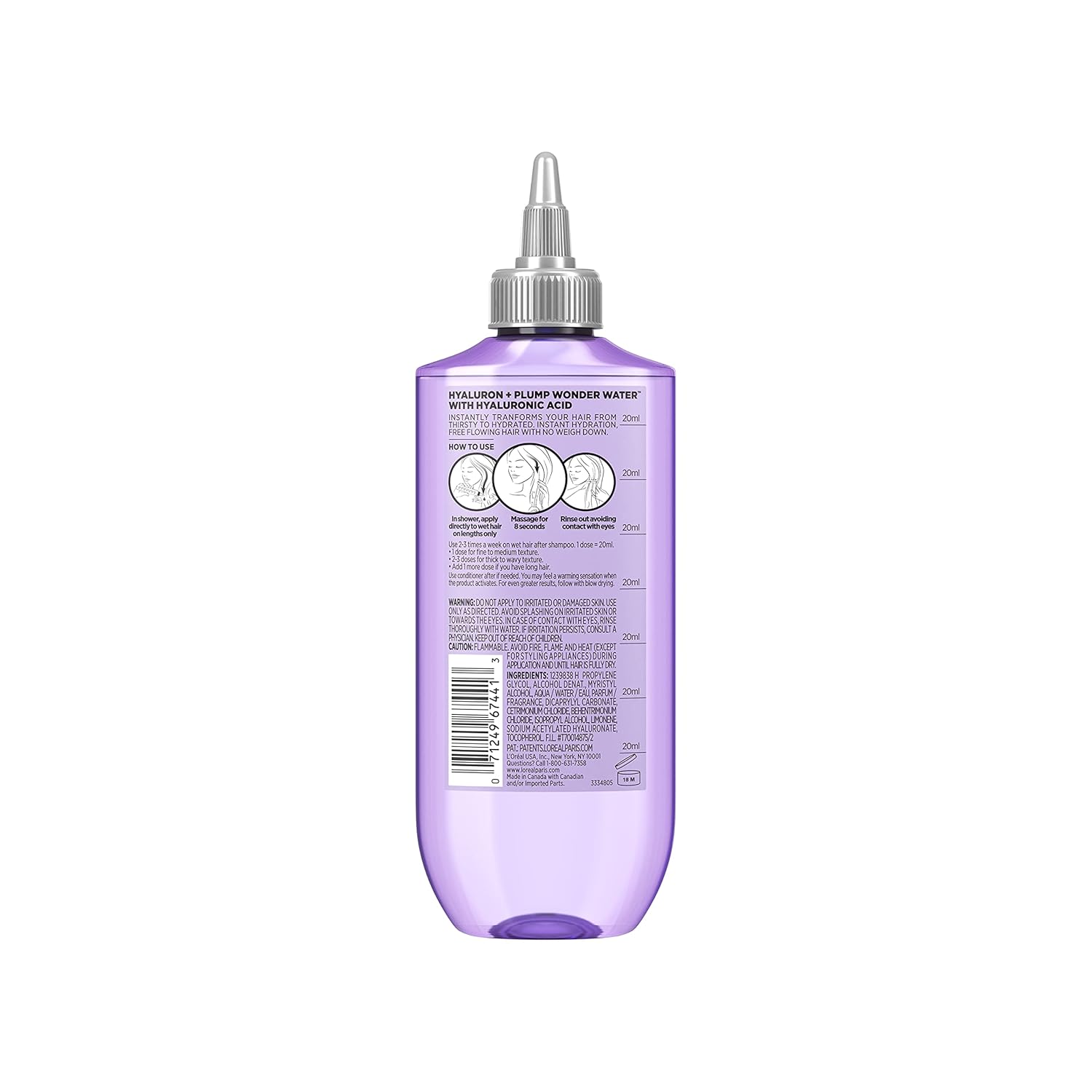 L'Oreal Paris Elvive Hyaluron Plump Flash Hydration Wonder Water Hair Rinse, 8 Second Hydrating Hair Care Treatment for Soft, Shiny Hair, 6.8 Fl Oz - Image 6