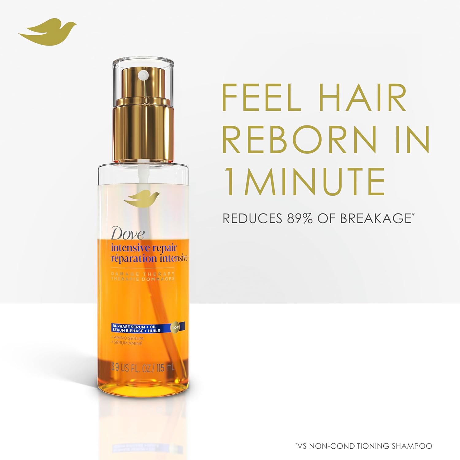 Dove Damage Therapy Intensive Repair with Amino Serum Bi-Phase Serum + Oil Hair Spray for Shine, Frizz Control, and Split Ends 3.9 oz - Image 4