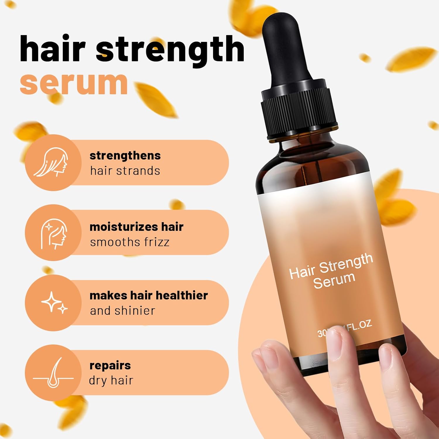 Hair Oil + Scalp Massage Roller Set, Hair Care Oil with Castor Oil and Mineral Oil, Hair Strength Serum Oil for Dry, Damaged & Split Ends, 30ML (1Fl Oz) - Image 3