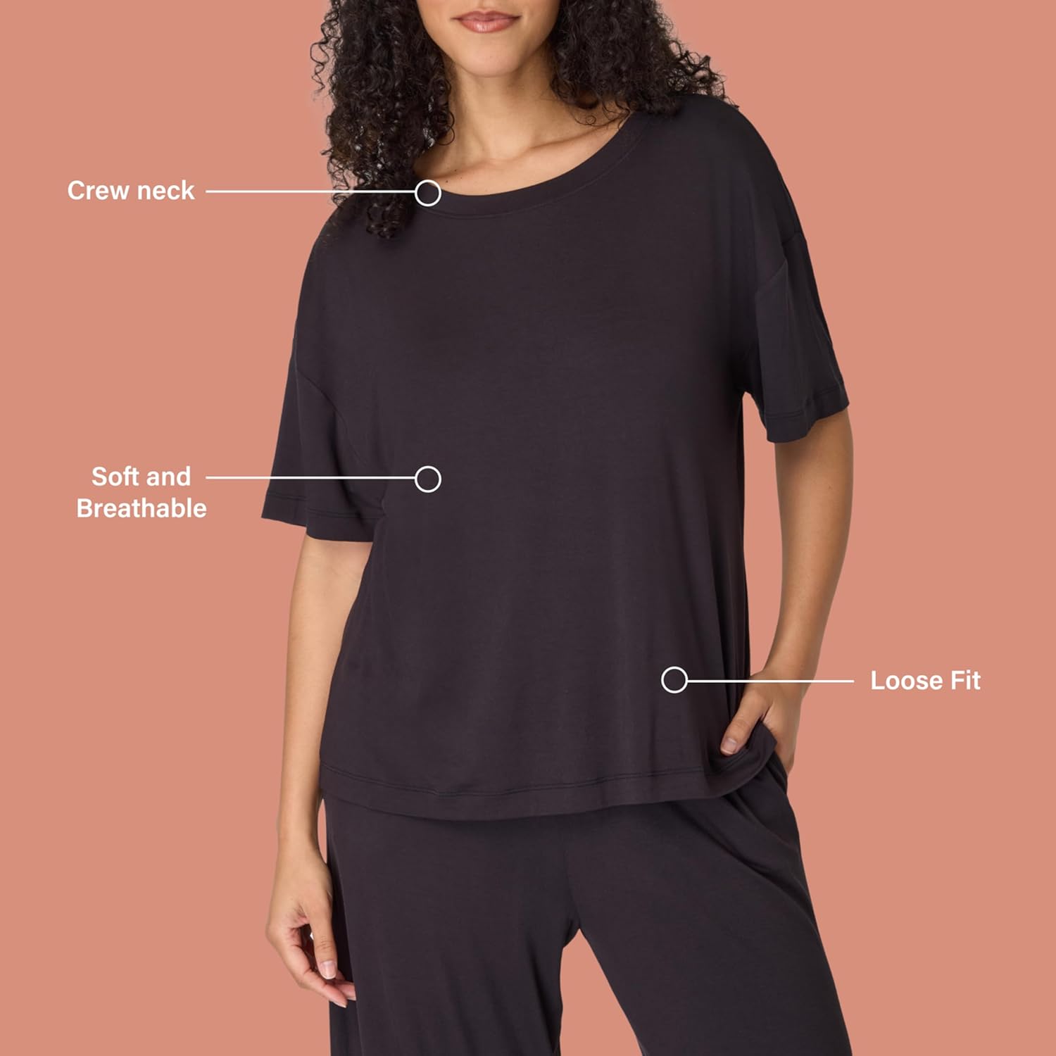 Bali Womens Sleepwear T-Shirt, Breathe Short-Sleeve Pajama Tee, Boxy Sleepwear Tee for Women - Image 5